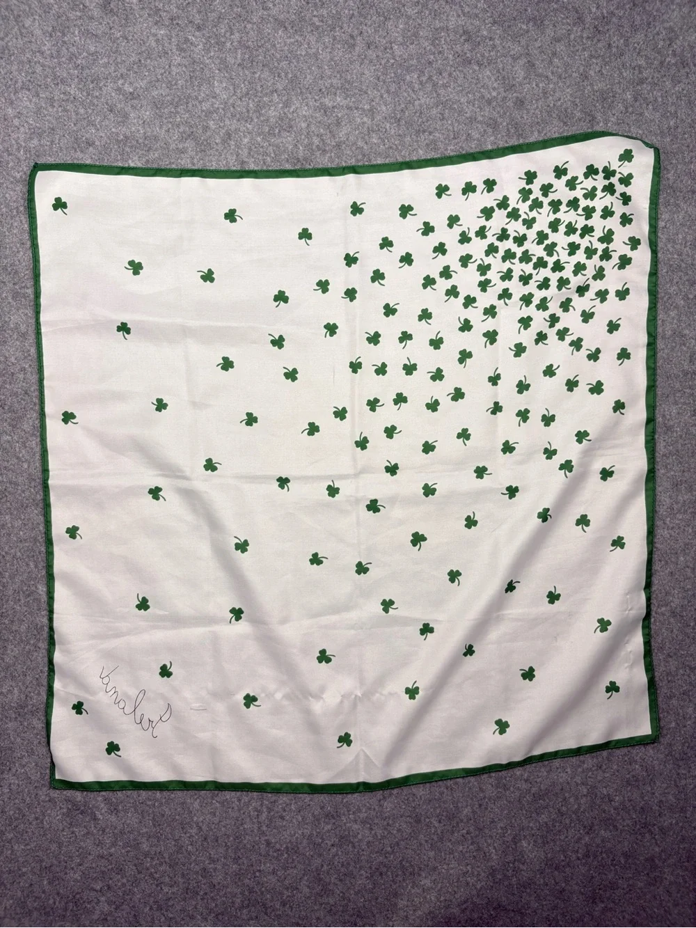 Ireland Shamrock Clover Green White Square Scarf 27”